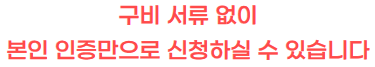 구비서류없이 본인 인증만으로 신청하실 수 있습니다. 최대 신청 가능 금액 300만원